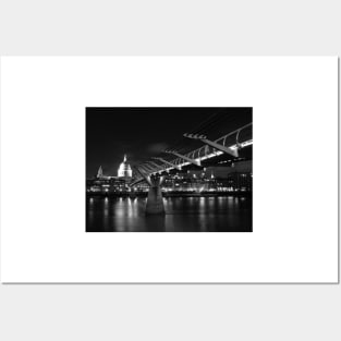 Millennium Bridge and St Paul`s Cathedral, London Posters and Art